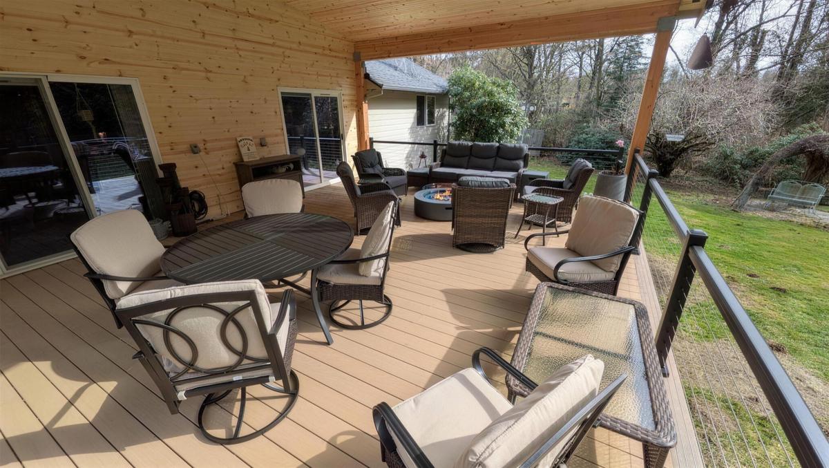 Covered patio build by Sarber Construction, finished